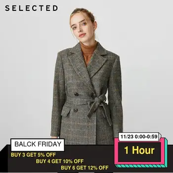

SELECTED Women's Loose Fit Plaid Double-breasted Woolen Overcoat S|419408501
