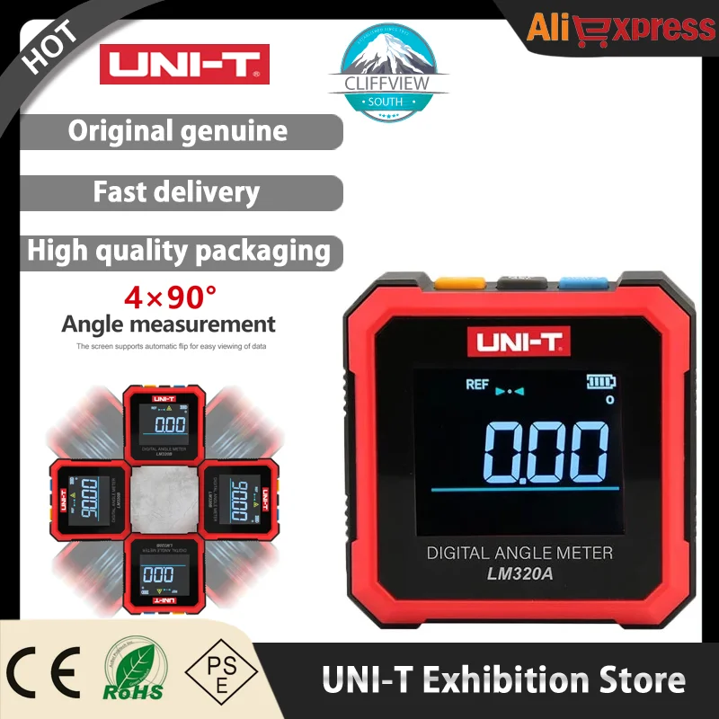 UNI-T LM320A LM320B Electronic Angle Meter Digital Protractor Magnetic Inclinometer Angle Tester Bevel Box Backlight digital force gauge