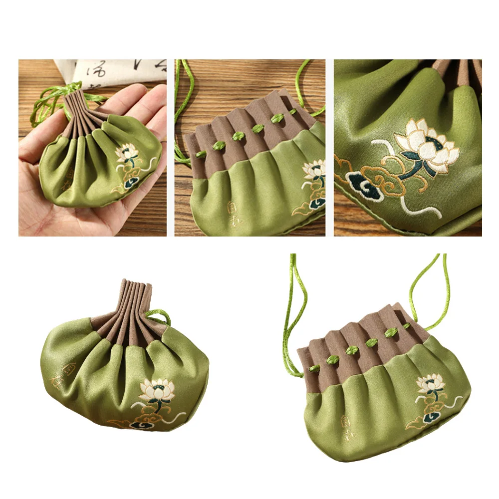 Silk Embroidery Jewelry Gift Storage Pouch Bag Drawstring Embroidered