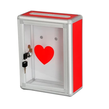 

1PC Aluminium Alloy Collection Box with Lock Wall Hanging Charity Box Portable Collection Box for School Classroom Outside Use