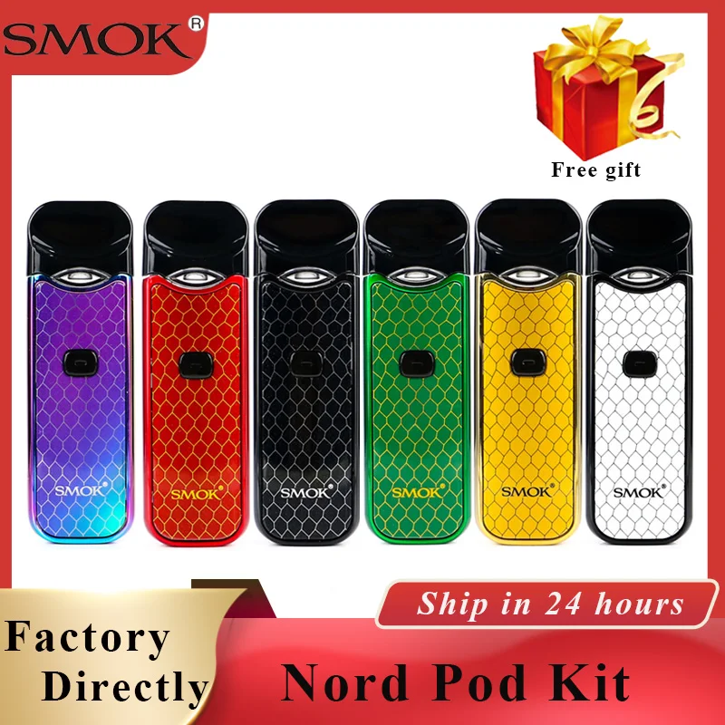 Новейший Smok Nord комплект электронных сигарет pod vape комплект с батареей 1100 мАч и 3 мл картридж сетчатая катушка vs SMOK novo