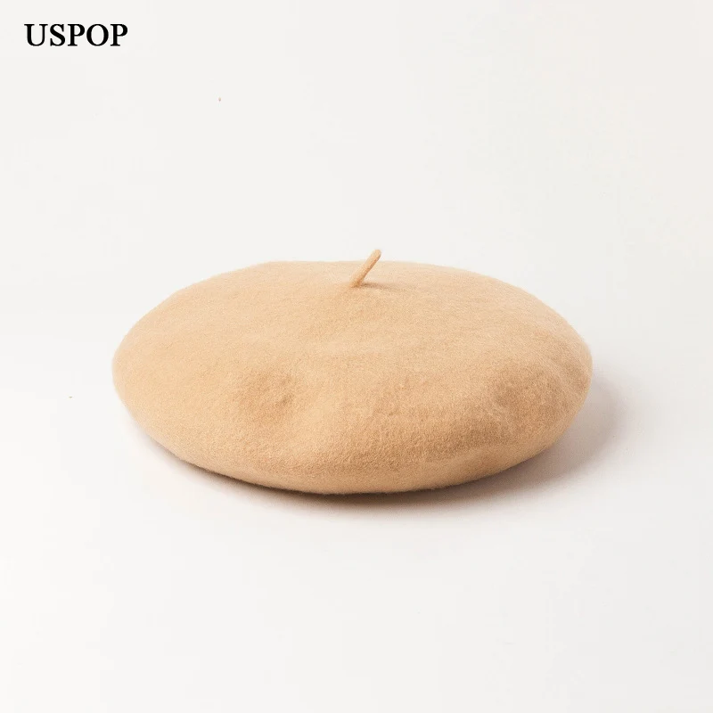 USPOP2019 новые береты больших размеров зимние женские шерстяные шапки больших размеров с подкладкой однотонные шерстяные береты 58-60 см