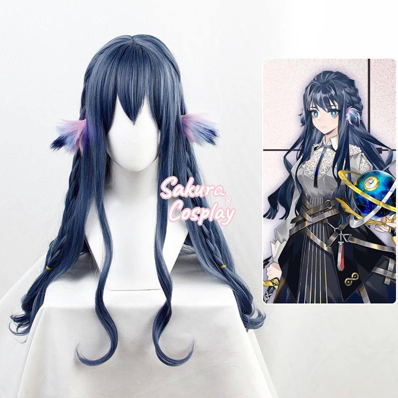 

Game Arknights Astesia Cosplay Blue Long Curly Heat Resistant Synthetic Hair Halloween Carnival Role Play Party + Free Wig Cap