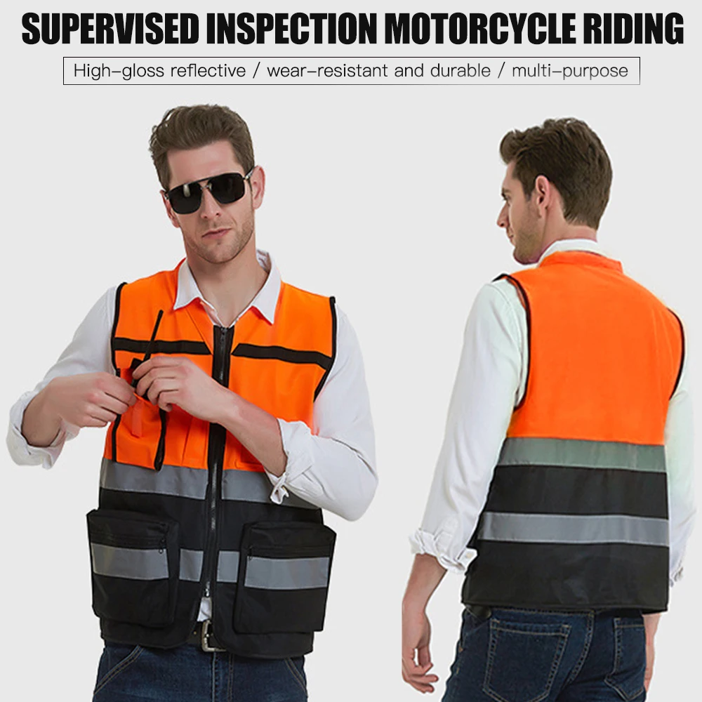 Motorbike Motorcycle Security High Visibility Reflective Safety Vest Waistcoat Hi-viz Work Wears Cycling