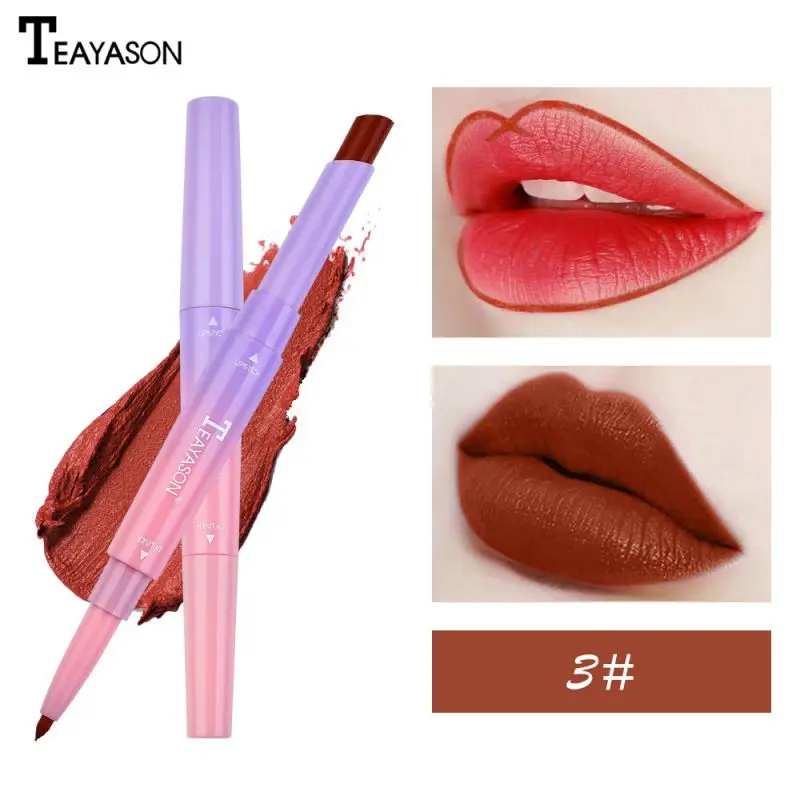 Wholesale Double-end Long-lasting Lipstick Liner Waterproof Non-stick Cup Moisturizing Rotating Lip Liner