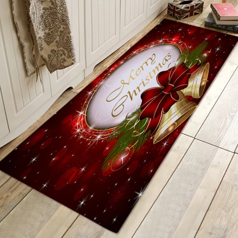 

Soft Coral Fleece Christmas Area Rug Non-Slip Washable Floor Mat Carpet Doormat Home Decor Ornament