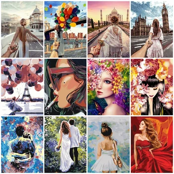 

AZQSD Painting By Numbers Girl Oil Painting Portrait Pictures By Number Paint By Numbers For Adults Home Decor