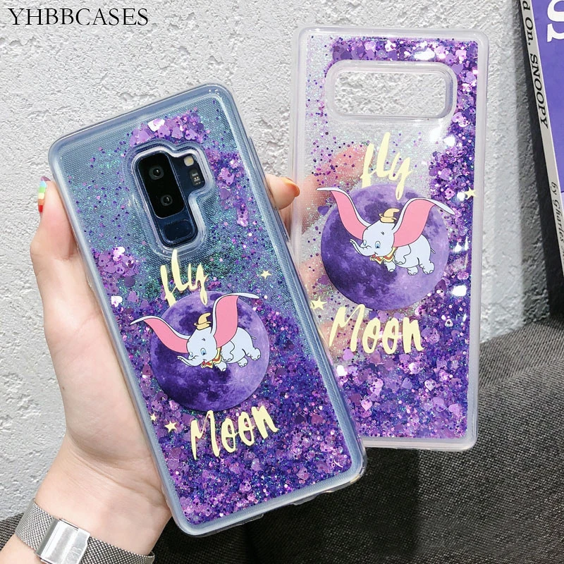 YHBBCASES мультяшный чехол для Samsung Galaxy S10 5G S9 Plus с блестками динамическое жидкое