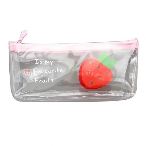 Strawberry Супер красивая девушка сердце плавающий Карандаш сумка женская прозрачная канцелярская сумка простой маленький свежий милый большой емкости Карандаш сумка - Цвет: Strawberry