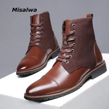 Misalwa/Прямая поставка; большие размеры 38-48; мужские ботинки «Челси» с острым носком; сезон весна-зима; теплые зимние мужские ботинки; повседневные ботильоны