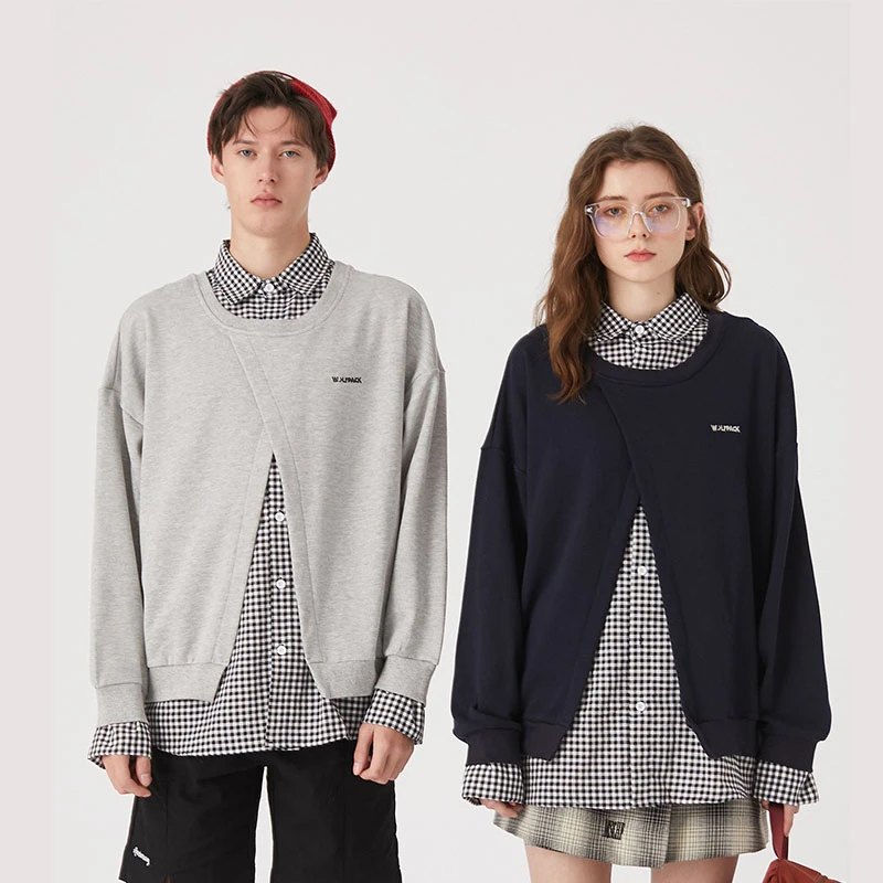 sweatshirt with collared shirt