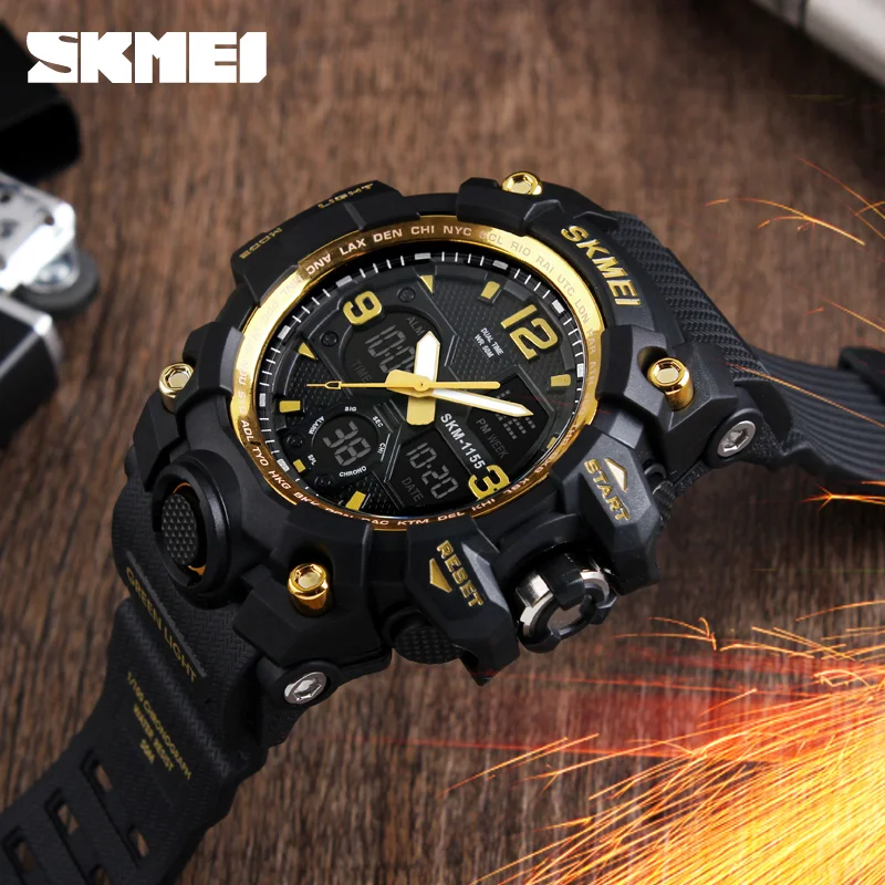 SKMEI Top Luxury Men's Quartz Watch Military Sport Analog LED Digital Wristwatch Outdoor Waterproof