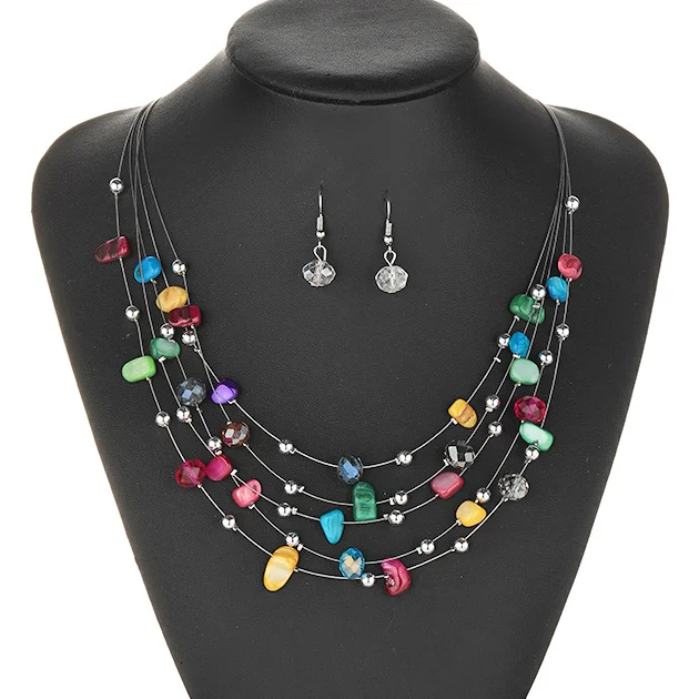 Женский комплект из колье и серёг в богемном стиле | Украшения аксессуары