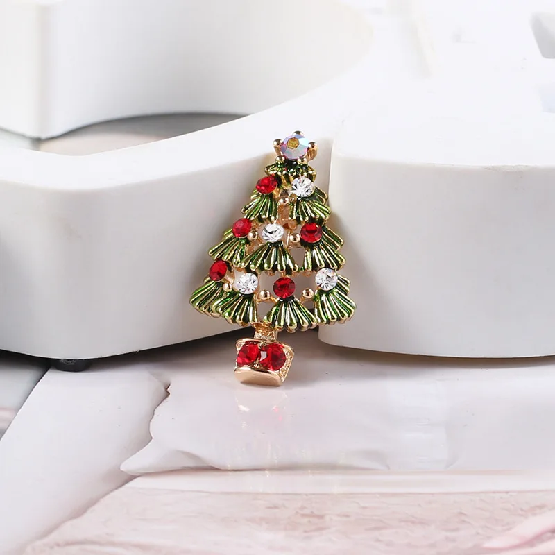 Новая Рождественская елка Броши для женщин инкрустация стразами Модная бижутерия Праздничная брошь булавки Хороший Подарок Зимнее пальто брошь для головного убора