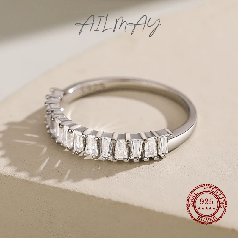 Ailmay 투명 사다리꼴 지르콘 조합 고급 여성 패션 쥬얼리에 대한   손가락 반지