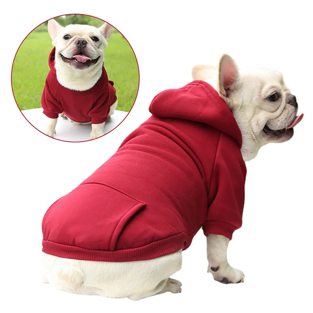 Solid Dog Hoodies Autumn Winter Pet Dog Clothes For Small Dogs Puppy