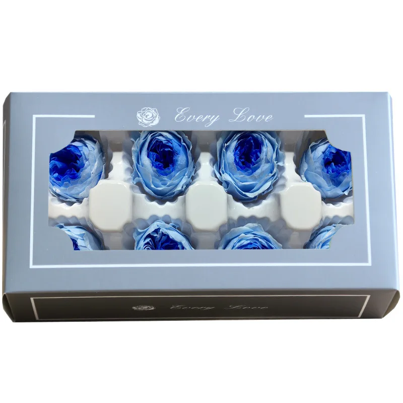 Blue Deep Blue 8 шт./кор. вечный цветок Роза Остина диаметр цветка 4-5 см Высококачественный A вечные цветы материал для изготовления подарочной коробки - Цвет: Blue Deep Blue
