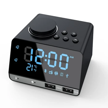 

Smart Alarm Clock Radio Bluetooth Speaker Dual Alarm Clock with Dual USB Charging Port And Mirror