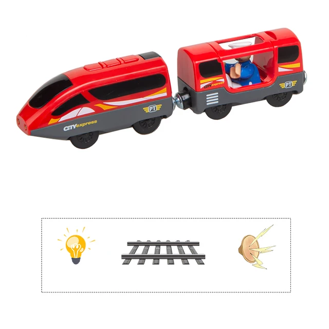Remote Control Electric Train Toy Set Wooden Railway Accessories Fit For Wooden Train Track Kids ToysPink