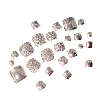 

24pcs/Set Foot Decal Full Cover False Nails Fake Toe Nail Manicure Supplies for Salon Girls Home