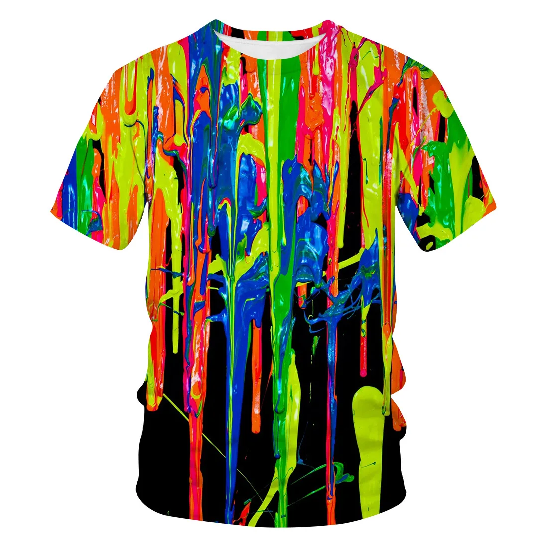 Short Sleeve T-shirt Men's Personalized Color Paint 3D Printed Style Length(cm) Pattern Type | Мужская одежда