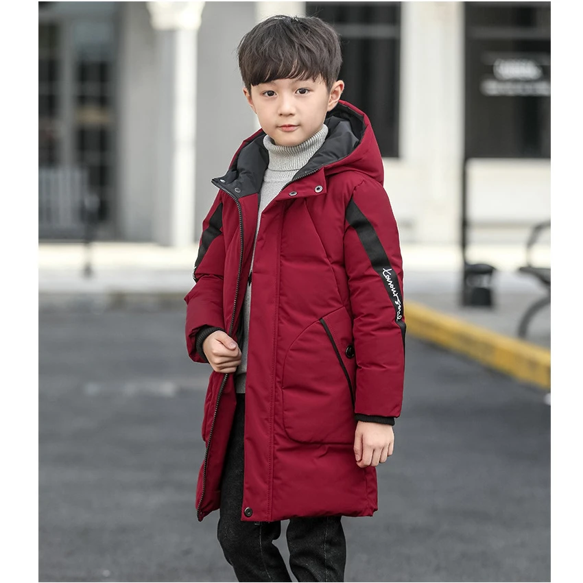Boys Kids Winter Hooded Down Coat Jacket For Big Boys Midlong Winter