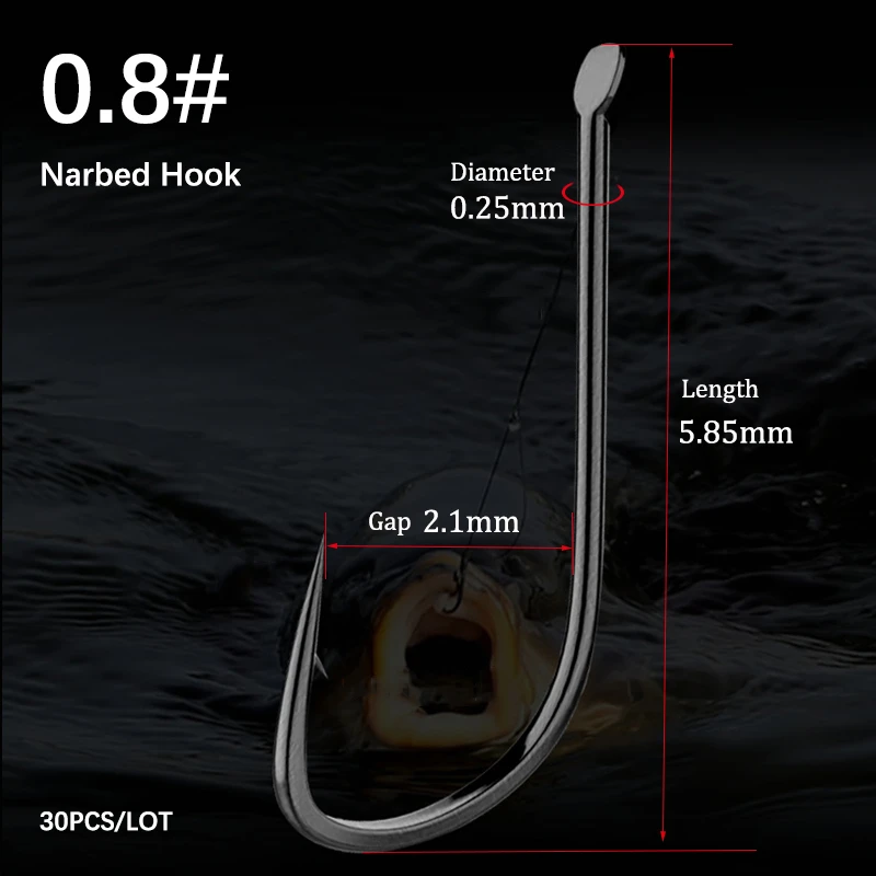 Barbed hook 0.8 30 шт., рыболовные крючки из черной колючей не-колючей высокоуглеродистой стали, морские 0,5#0,8#1-8# рыболовные крючки, рыболовные аксессуары для рыбалки, крючок - Цвет: Barbed hook 0.8