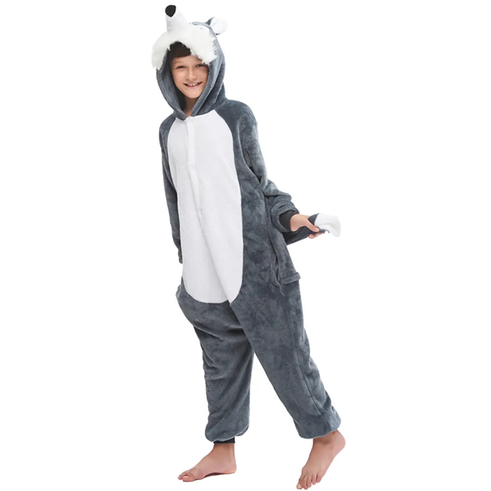 cosplay unisex kids Winter pajamas hooded animal cartoon pajamas Jumpsuit female sleepwear wolf shark Halloween party costume cosplay unisex kids Winter pajamas hooded animal cartoon pajamas Jumpsuit female sleepwear wolf shark Halloween party costume