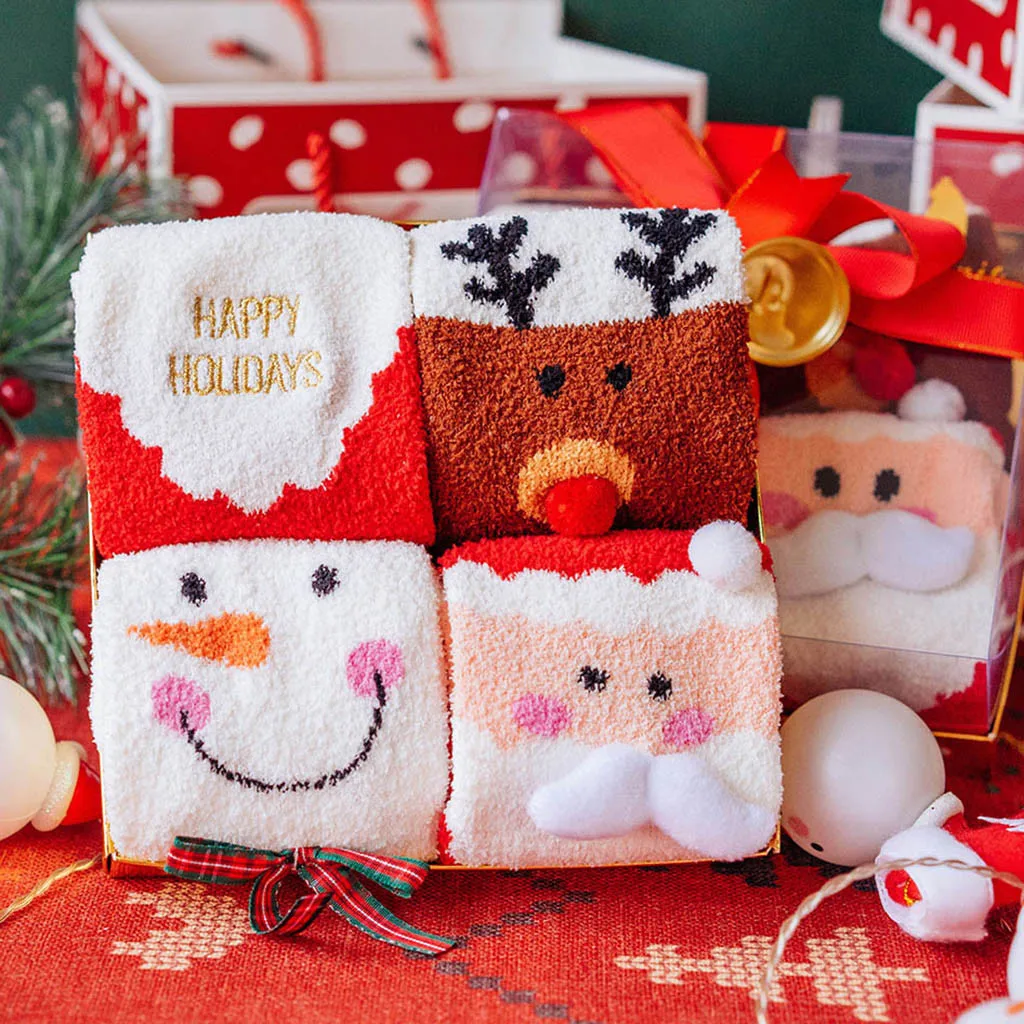 4,3 пара рождественских носков; носки для влюбленных; мягкие дышащие бархатные теплые носки унисекс кораллового цвета; зимние мягкие теплые носки; ;#35