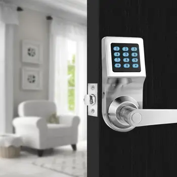 

door lock Card Password Electronic Keypad Coded Security Smart Door Lock with Remote Control Silver