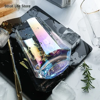 

Creative Whiskey Glass Octagon Geometric Champagne Glasses Cup Wine Glass Milk Tea Drink Bar Cup Kitchen Dining Bar Gift FJ044