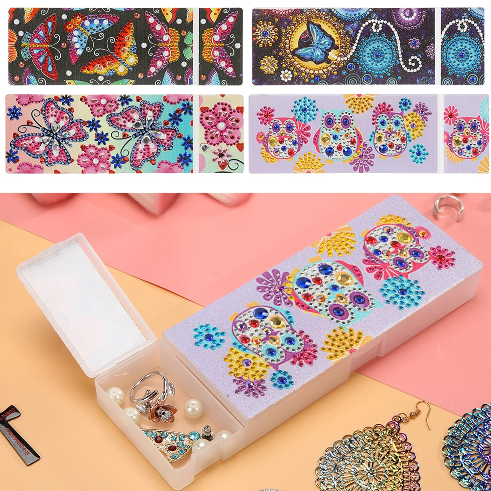 Diamond Painting Pencil Storage Case 2 Grids Butterfly Owl Student