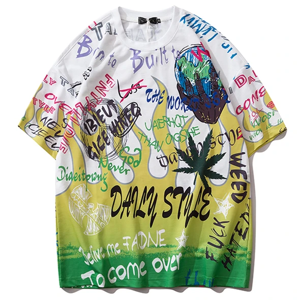 Harajuku flame Граффити футболка толстовка мужская хип хоп Короткие рукава уличная