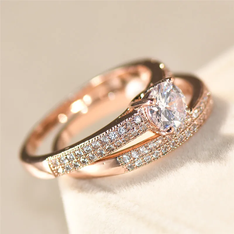 Роскошное женское белое свадебное кольцо, набор, Мода 925, серебро, золото, обручальное кольцо, ювелирное изделие, Promise Love, круглые обручальные кольца для женщин