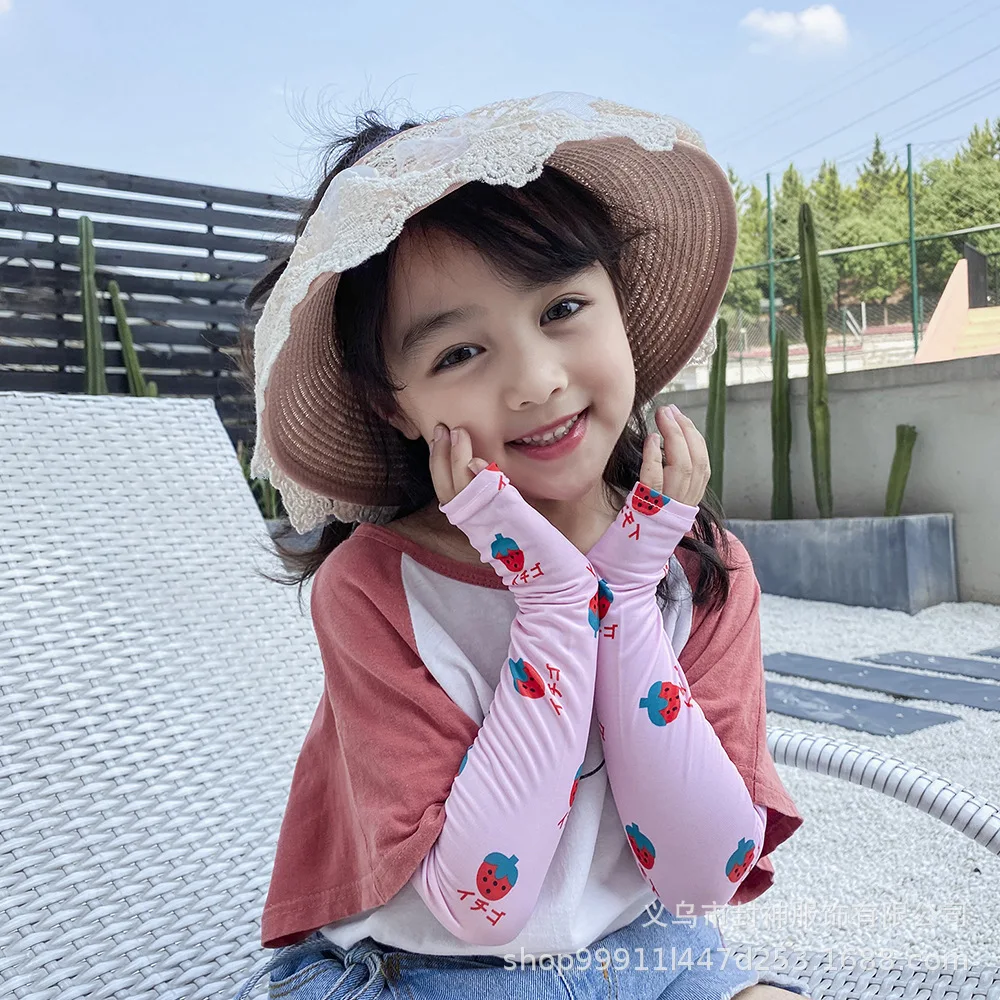 

1Pair Fashion Parent-Child Ice Sleeve Children's Sun Protection Gloves Riding Sleevelet Printed Arm Cover