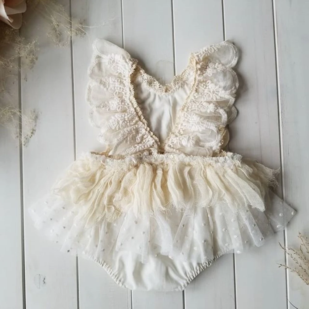 0-2Y Newborn Baby Girl Sleeveless Clothes Lace Romper Tutu Dress One-Pieces Outfits Fashion Lace Infant Evening Bodysuit Dress