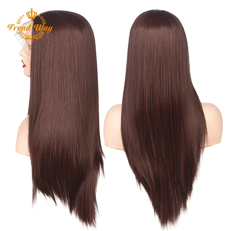 Trend Way Hair 2" длинные шелковые прямые синтетические кружевные передние парики блонд кружевные парики натуральные волосы для женщин термостойкие