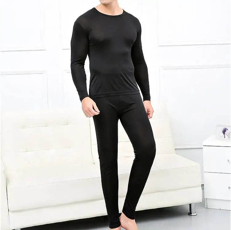 

Men's 50% Silk 50% Viscose Base Layer Long Johns Warm Thermal Underwear Set L XL 2XL TG204