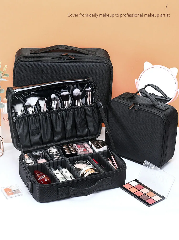 New Professional Makeup Organizer Cosmetic Case Bag Large Capacity Storage Case Multilayer Suitcase