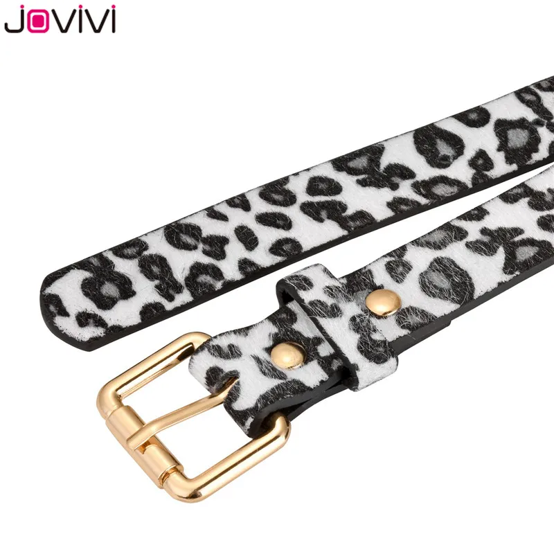 Jovivi новейший 1x Модный женский ремень из искусственной кожи женский пояс из конского волоса с леопардовым узором розовая металлическая пряжка золотого цвета