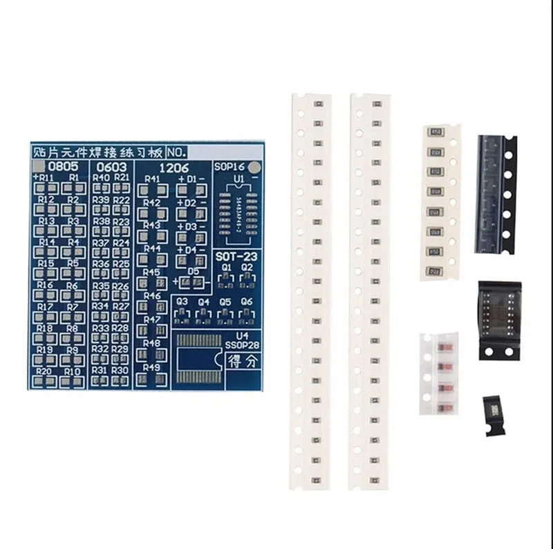 

SMT SMD Component Welding Practice Board Soldering DIY Kit Resitor Diode Transistor By start Learning Electronic 1Set