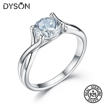 

Dyson 925 Sterling Silver Rings Infinity Solitaire Round Clear Zirconia Promise Engagement Rings For Women Bridal Fine Jewelry