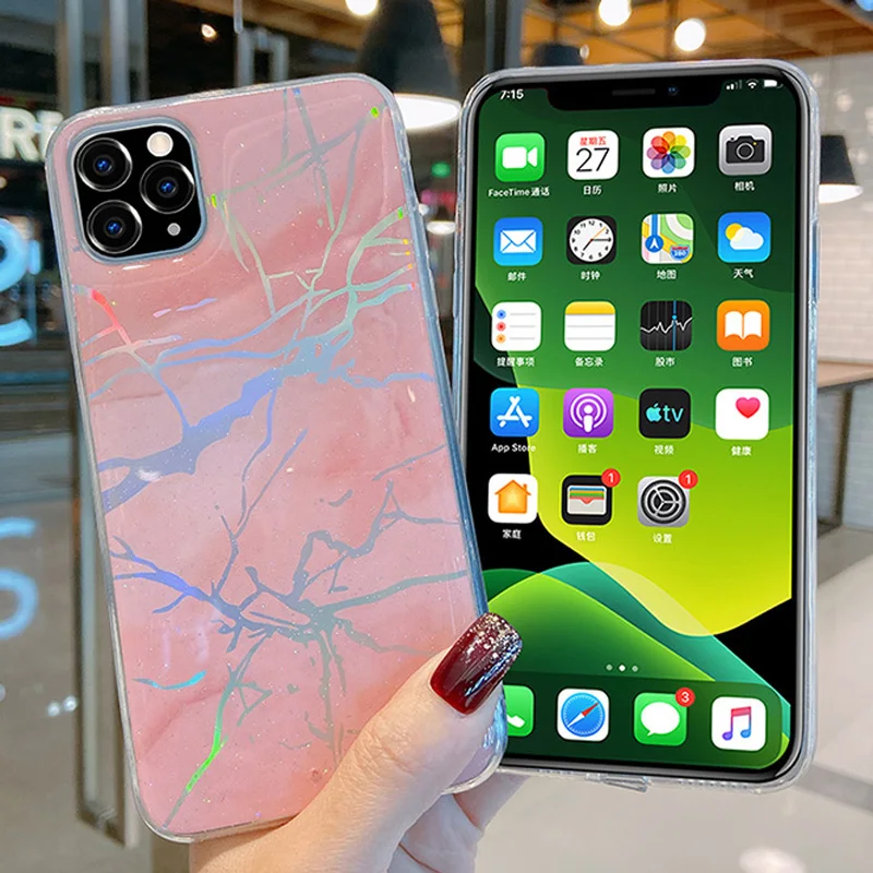 Lovebay блестящий чехол для телефона с мраморным узором для iPhone 11 Pro Max X XR Xs Max Мягкий ТПУ блестящий чехол для iPhone 6 6s 7 8 Plus