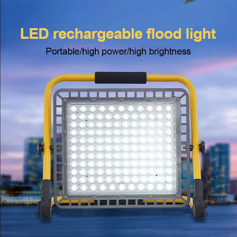 100W LED Floodlight Outdoor LED Reflector Building Light Bouwlamp Rechargeable Spotlight  18650 Battery uv flood light Floodlights