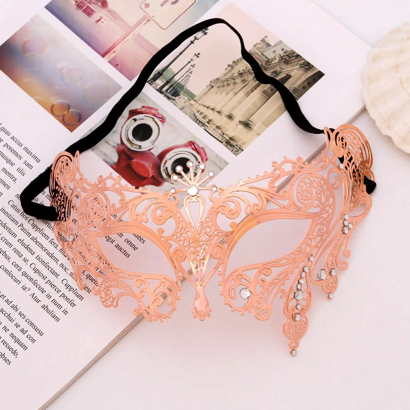 Maschera Di Lusso Con Diamanti Maschere Da Principessa In Metallo A Mezza Faccia In Ferro Maschera In Metallo Con Sette Diamanti In Oro Rosa