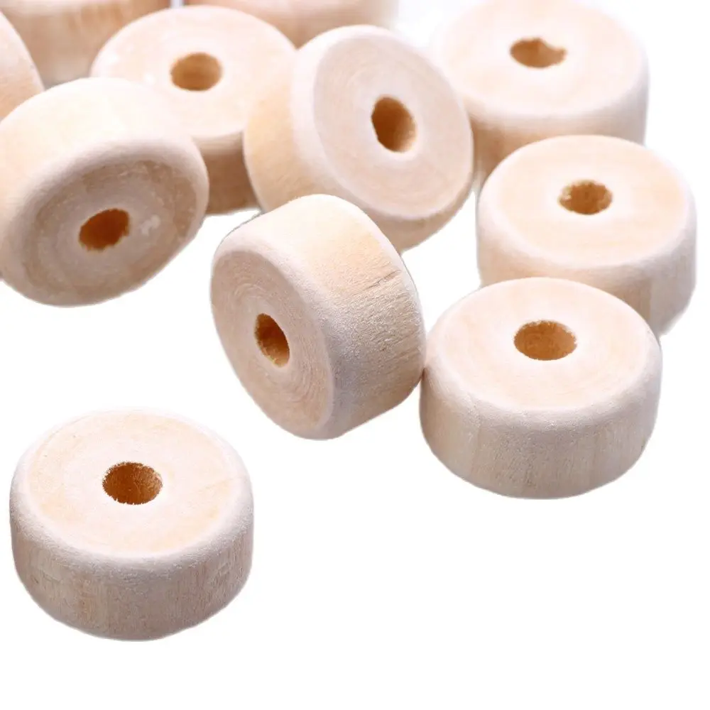 

20MM 12PCS/Lot Natural Wooden Wheel Beads Children's Jewelry Toys DIY Crafts Decor Accessories The Best Gift