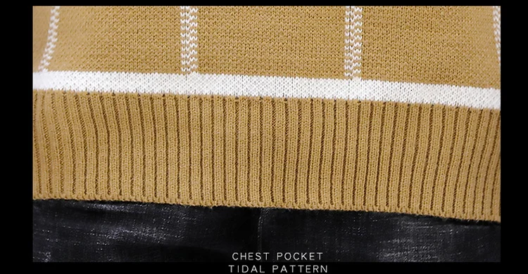 Plaid Sweater Men's Slim Warm Fashion Contrast Color Casual Knit Sweater Man Streetwear Wild Long-sleeved Pullover Men Clothes