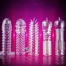5 Pcs Sex Toys Nozzle on Penis Dick Extensions condom sex tools for men Delay Spray Massager Cock Ring Cover Adult silicone toy