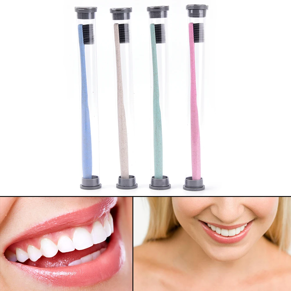 1pcs Portable Travel Creative Adult Soft Toothbrush Wheat Straw Tooth Cleaning Charcoal Bristle Brush With Storage Case | Красота и
