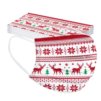 

10pc Adult's Fashion Funny Masks Christmas Reindeer Printed Mask Mascarilla Disposable Protective Face Mask Face Cover Mascarill